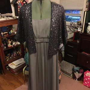 H&M Lightweight Grey Chiffon Dress w/jacket 14